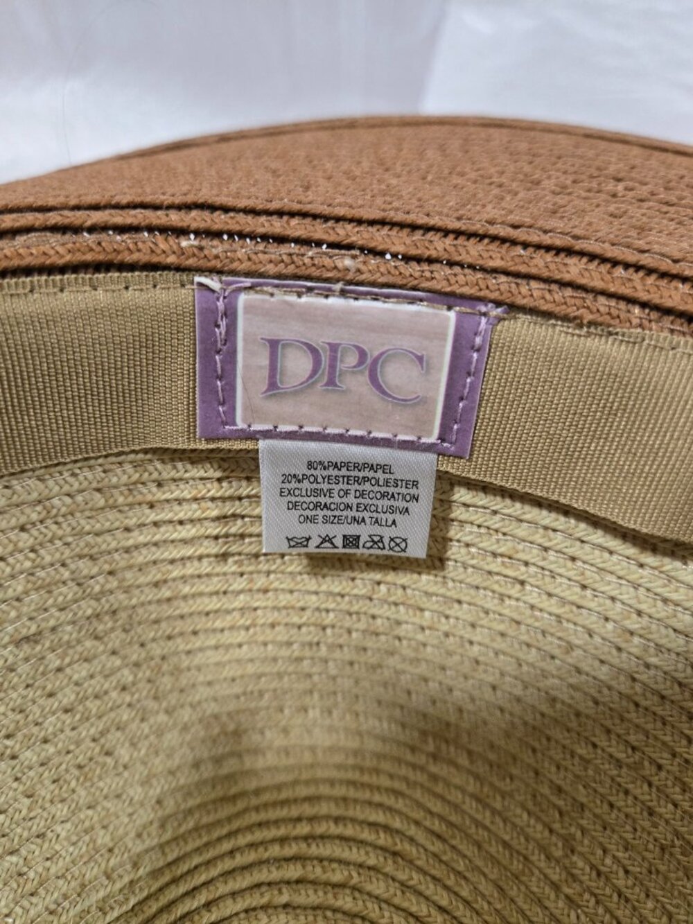 DPC Two Tone Wide Brim Sun Hat Camel Cream Packable One Size Resort Beach - Picture 4 of 7